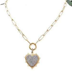 Paperclip Chain Heart Pendant Necklace Click Charm Holder